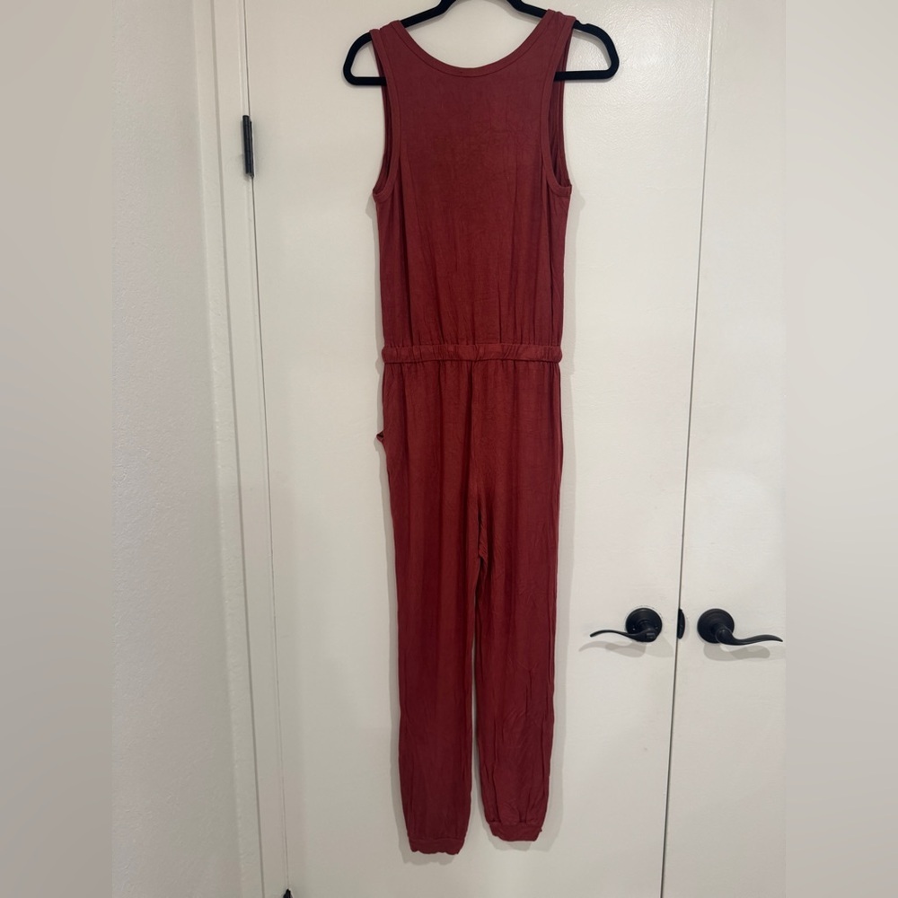 Pink Lily Rust Sleeveless Button Front Jumpsuit | Size Small - Picture 2 of 4